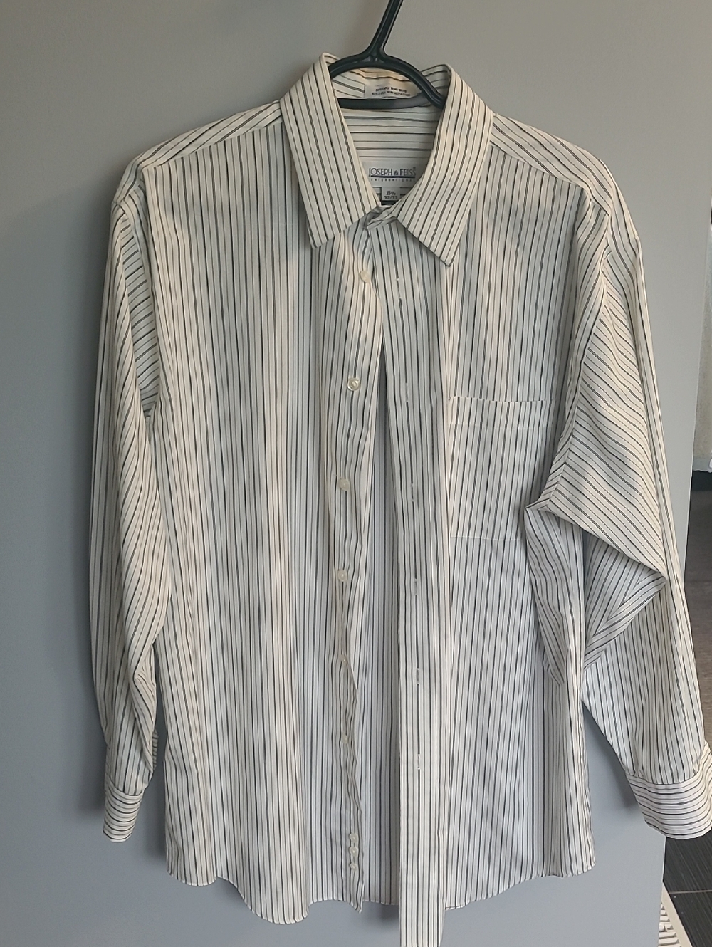 Joseph & Feiss White Dress Shirt with Thin Black Stripes